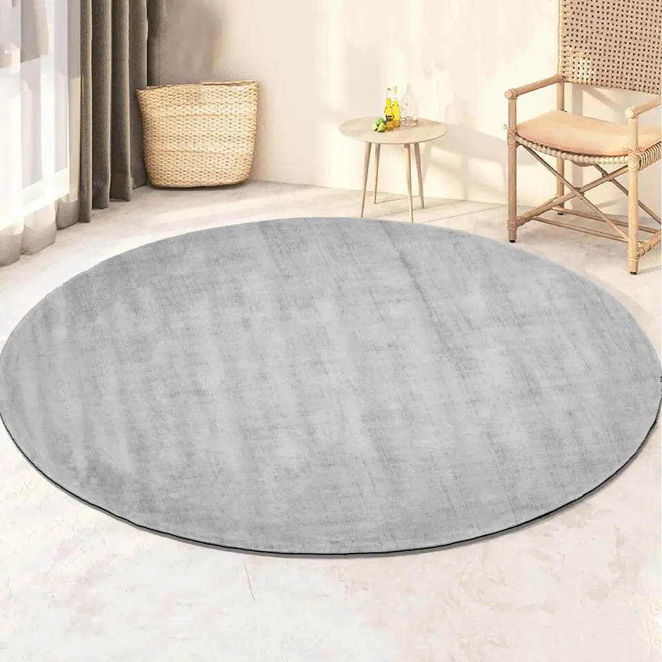 Dutch Lifestyle - Viscose - Vloerkleed - 115cm rond - Grijs