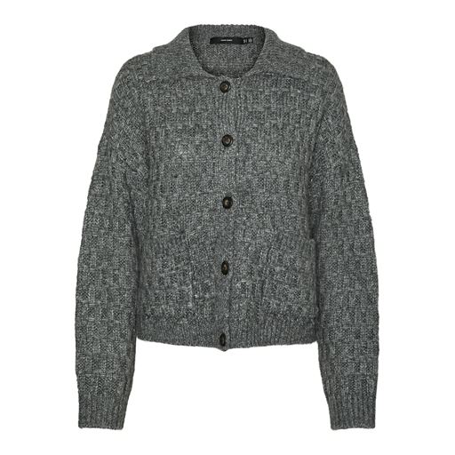 Vero Moda Carlie Polo Neck Cardigan, Medium Grey Melange, M
