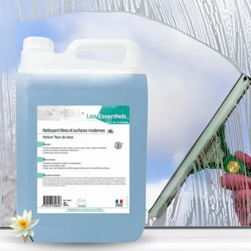 LES ESSENTIELS - Nettoyant vitres et surfaces modernes - Parfum fleur de lotus - 5L