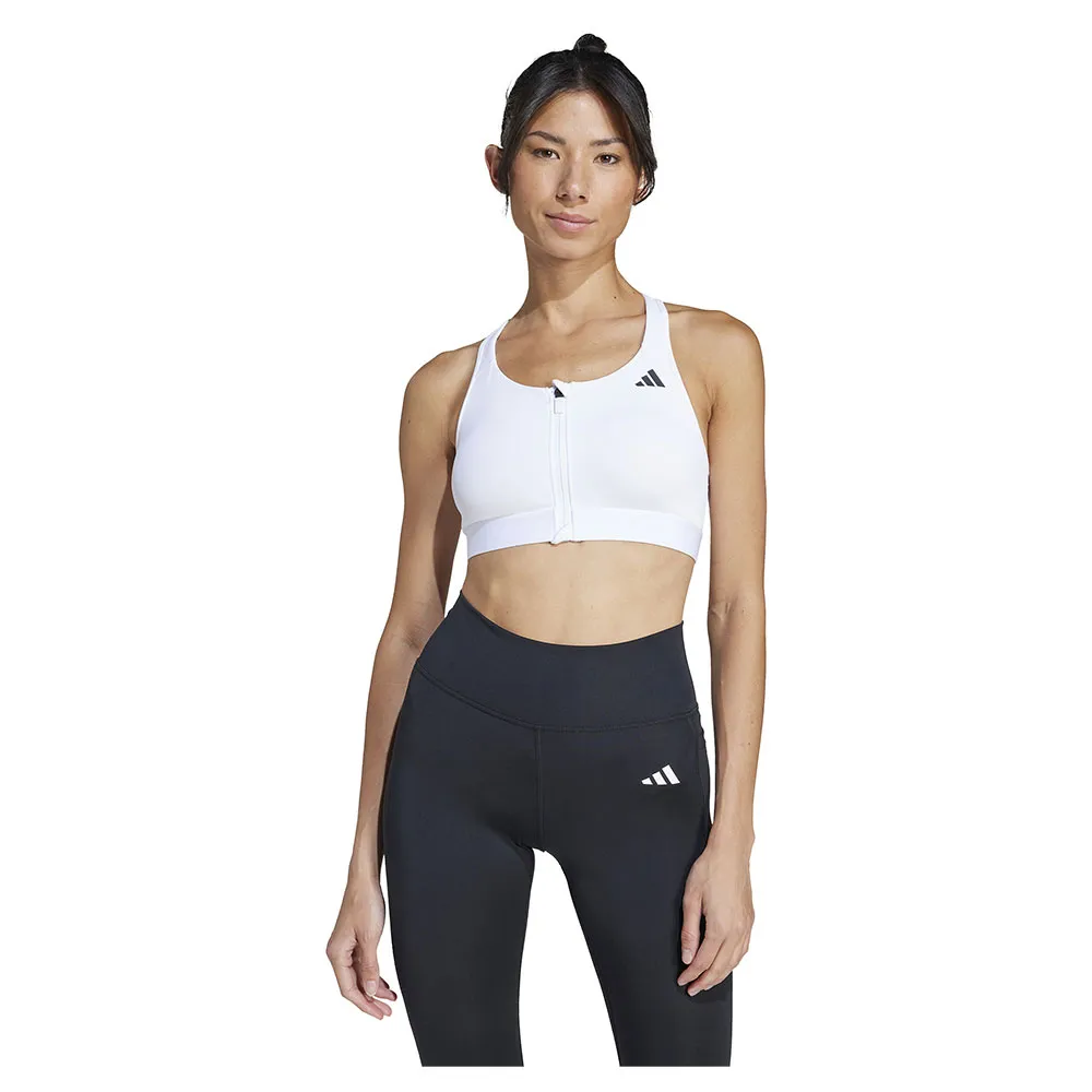 Sutiã esportivo adidas Powerreact Zip, suporte médio