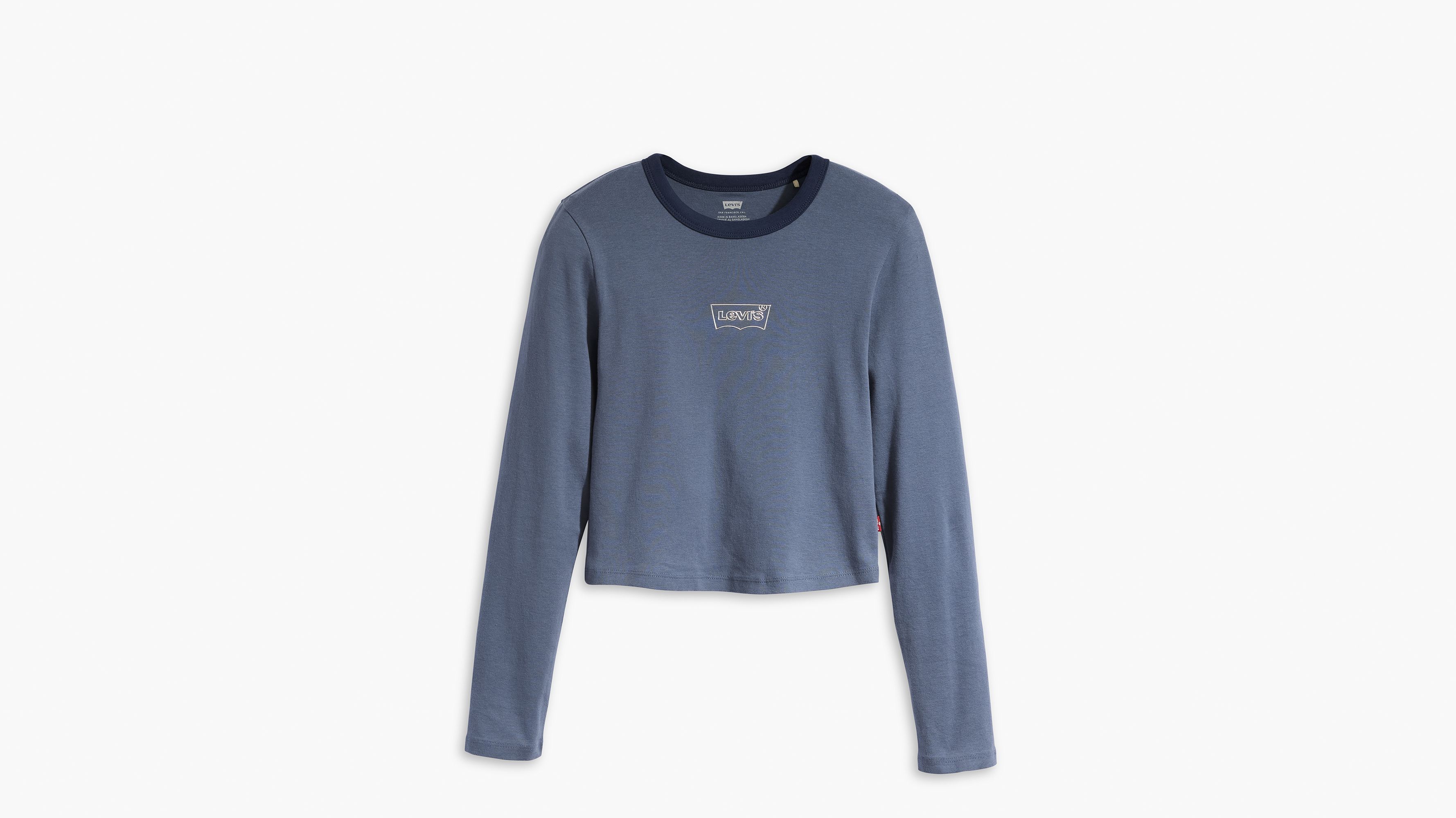 T-shirt manche longue graphique Mini Ringer - Chrome Outline Batwing Vintage Indigo X - Bleu