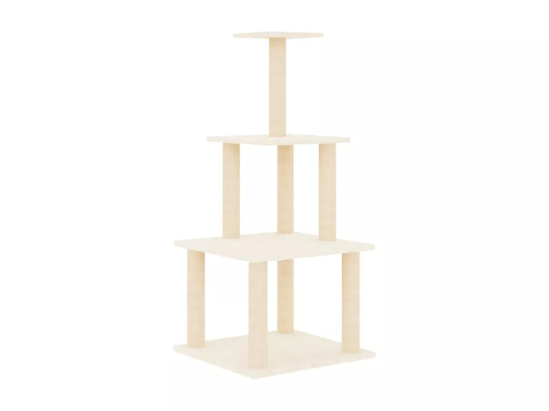 Arbre à chat avec griffoirs en sisal crème 111 cm