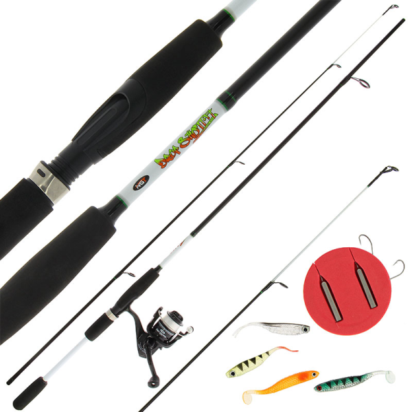 NGT Drop Shot Combo avec canne, moulinet, ligne, bas de ligne dropshot, plombs en leurres souples