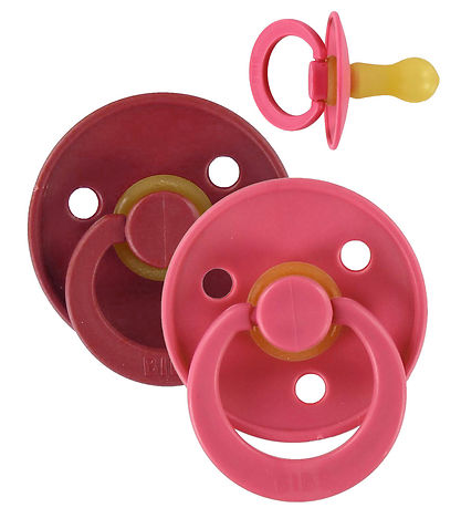 BIBS Colour Sutter - Str. 2 - 2-pak - Rund - Coral/Ruby