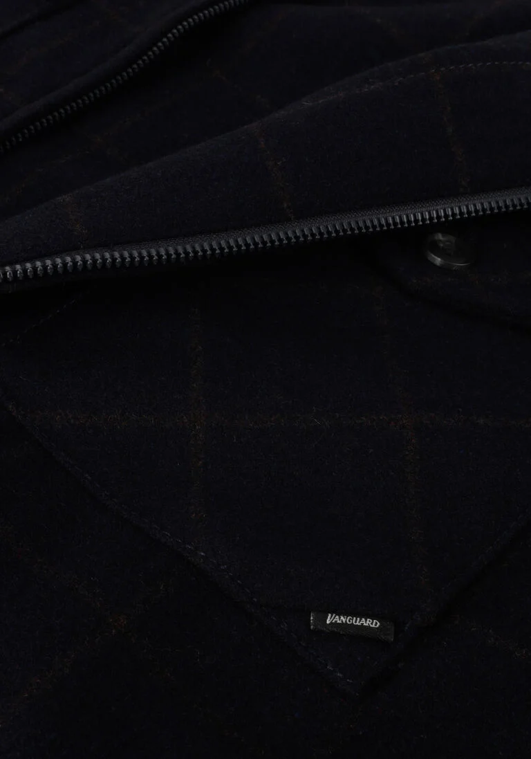 VANGUARD donkerblauwe vanguard overshirt long sleeve shirt check fine woolblend