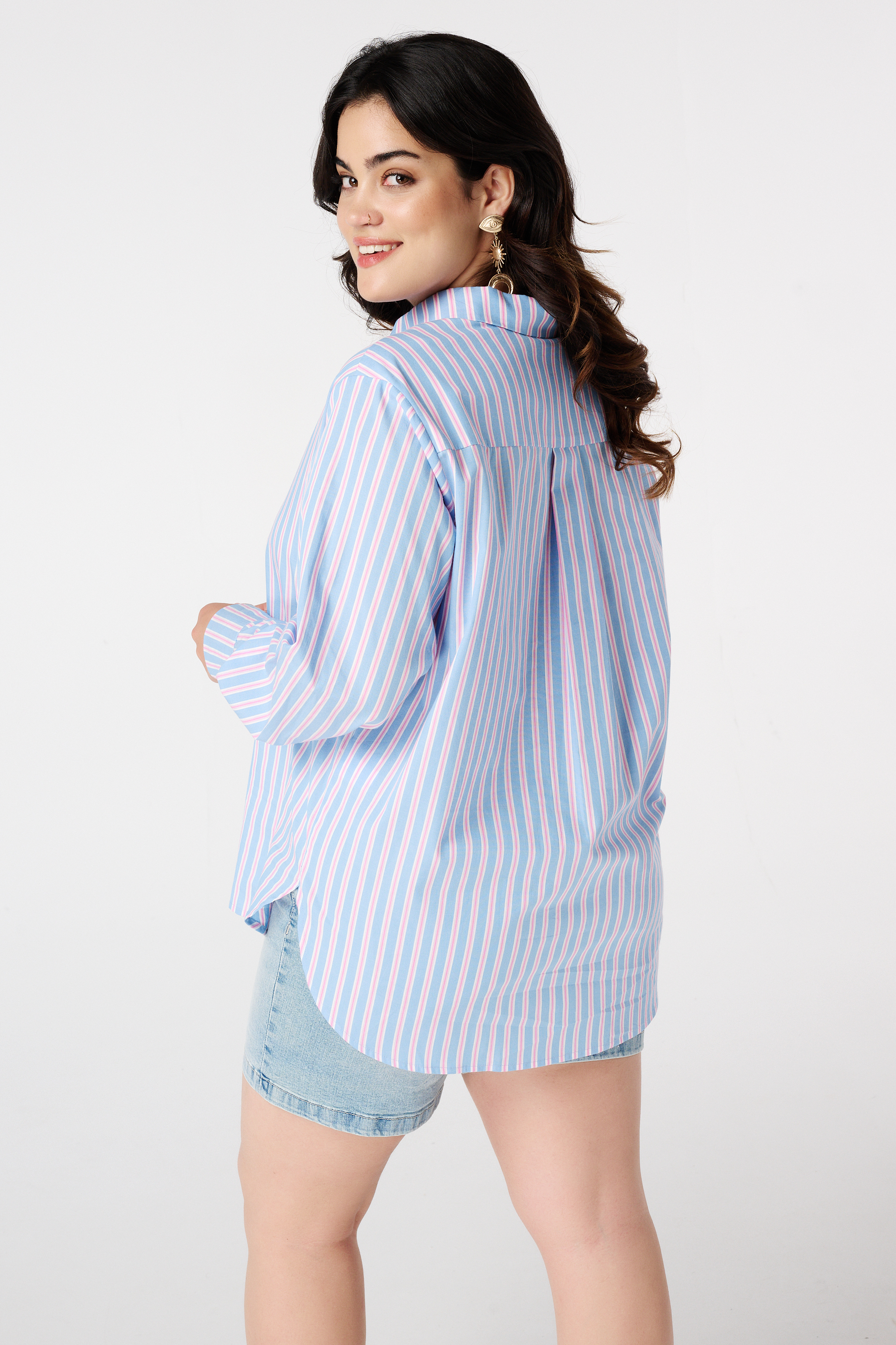 Overhemdblouse van katoen Multi blue