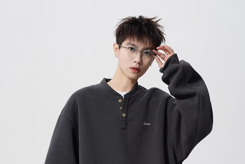 Ateso - Henley Letter Geborduurd Sweatshirt