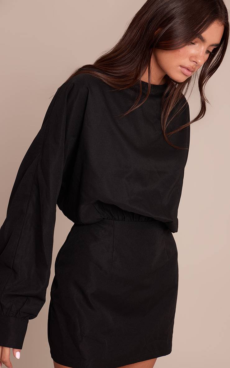 Noir Robe Moulante En Popeline De Coton Chocolat