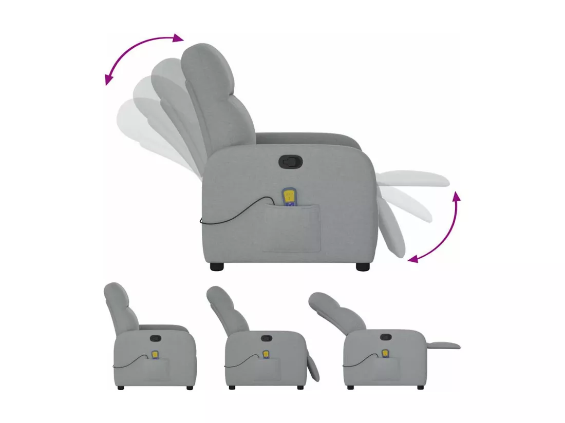 Fauteuil de massage inclinable Gris clair Tissu