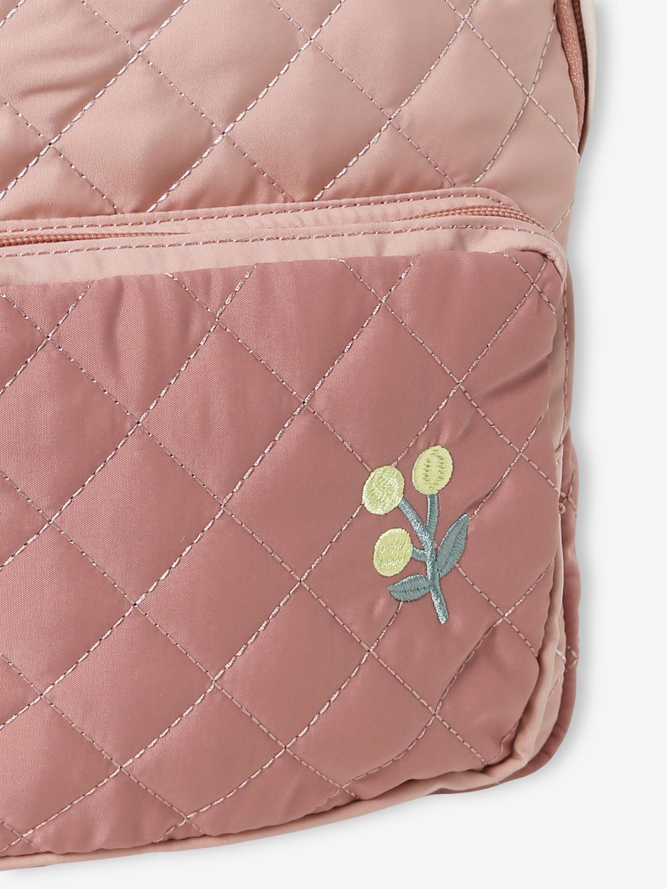 Mochila pré-escolar acolchoada para meninas, rosa claro.