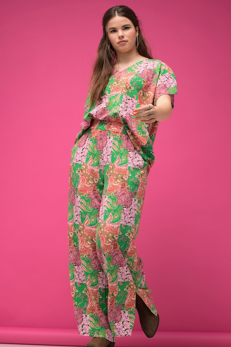 Palazzo Hose, Loose Shape, Saumschlitz, Patchprint, Elastikbund