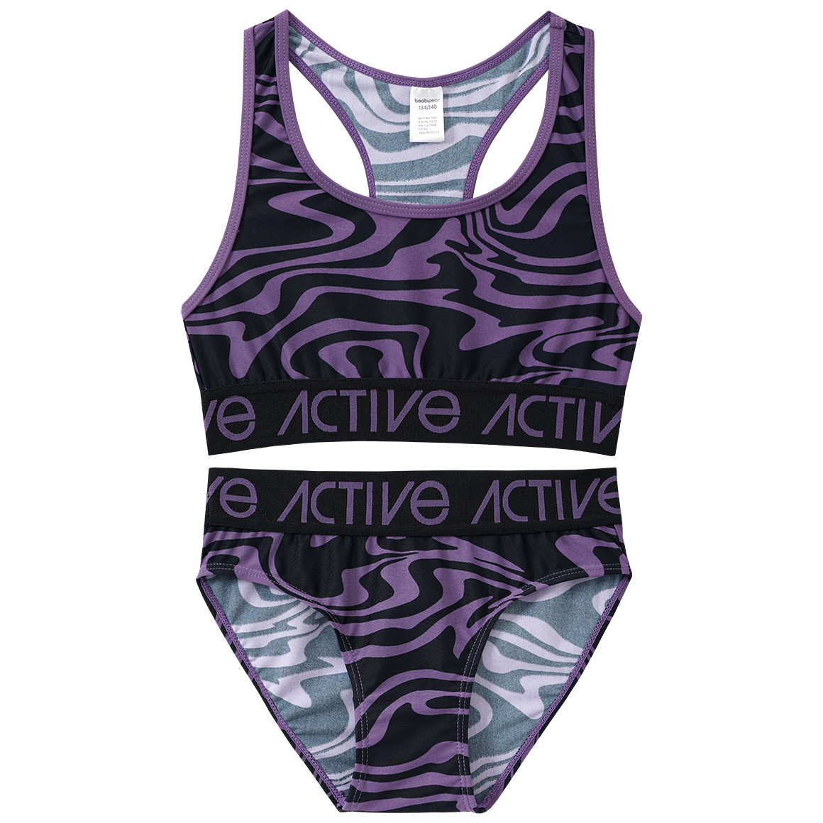 Beatwear Mädchen Bikini im sportlichen Stil dunkellila / schwarz