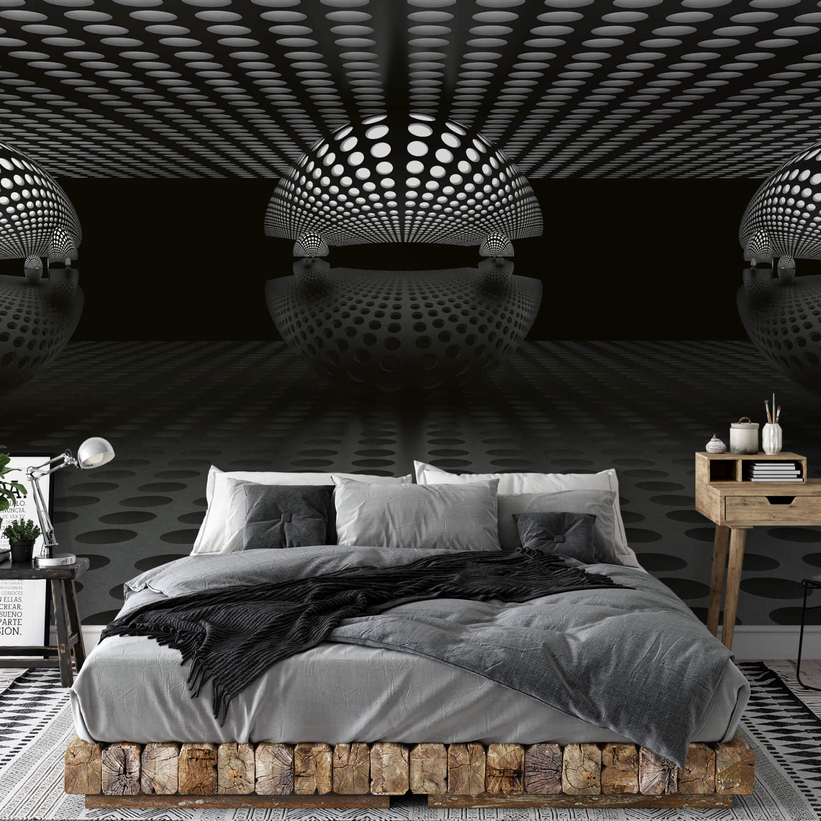 Fototapete DESIGNWALLS 2.0 - schwarz-grau - 3D-Art - 2,6 Meter