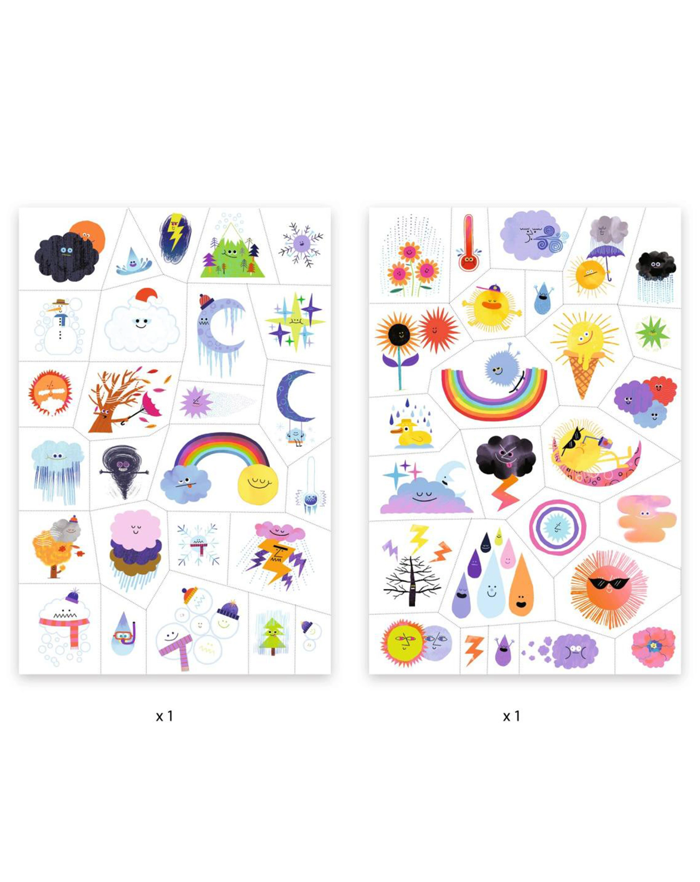 Tattoo-Sticker WETTER EMOJIS 2 Bögen in bunt