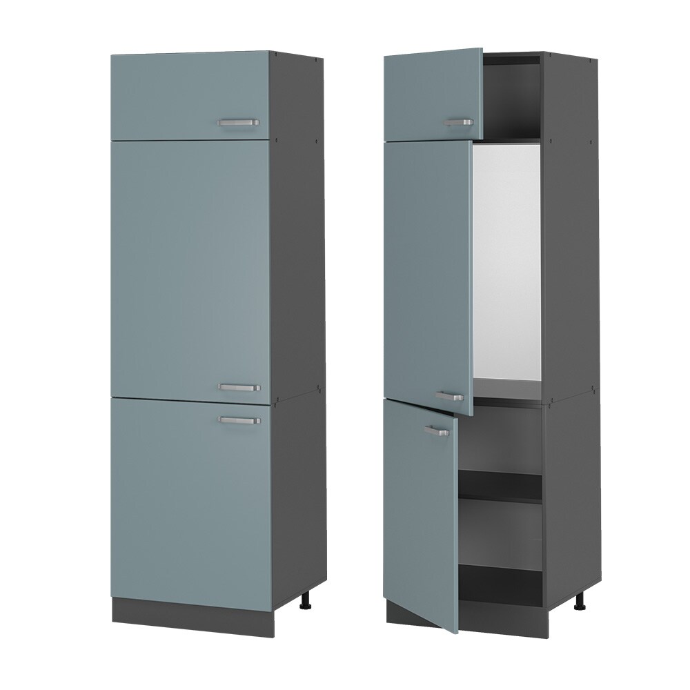 Vicco Kühlumbauschrank Küchenschrank R-Line Solid Anthrazit Blau Grau 60 cm modern