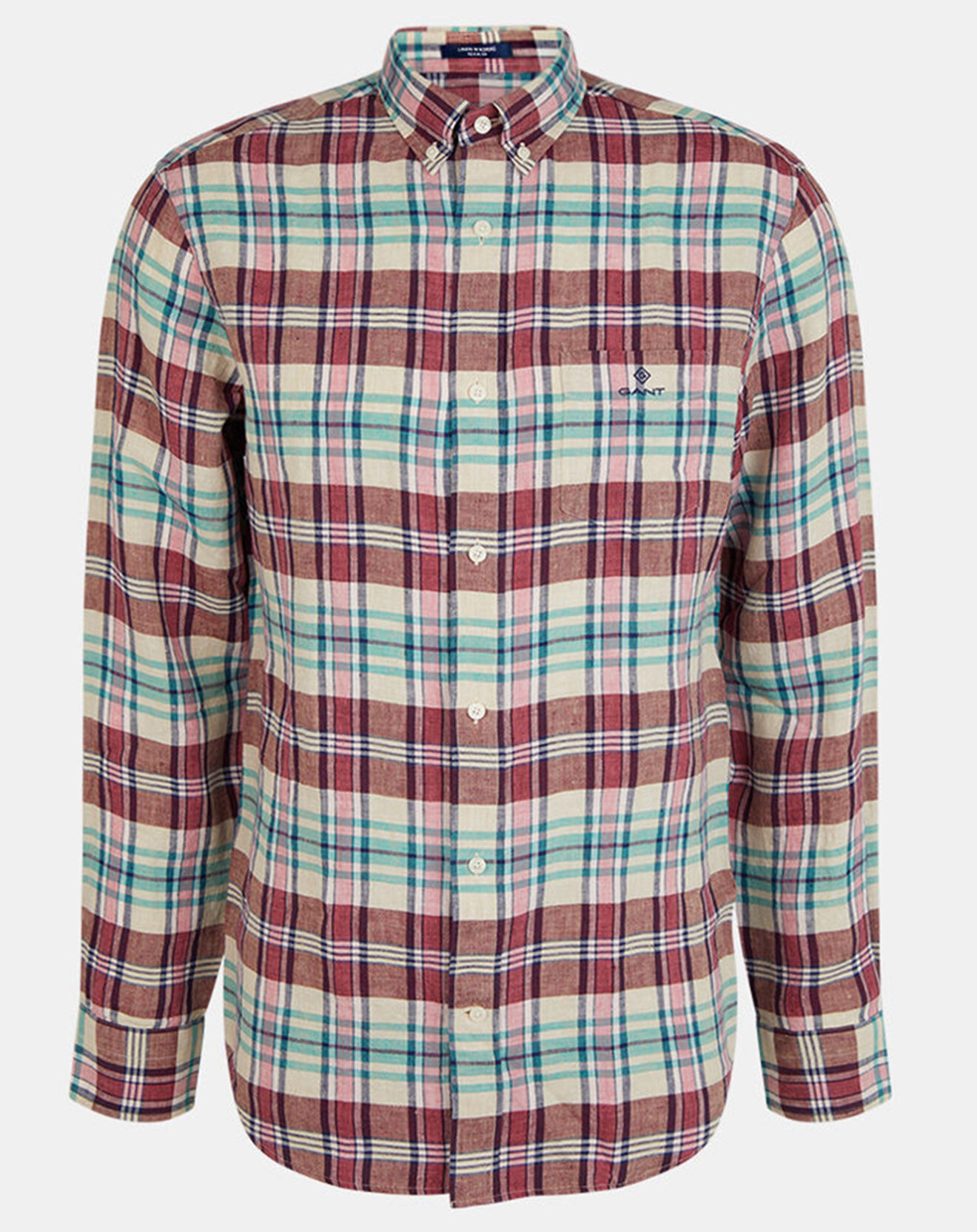 Gant Chemise 100% Lin rayée Madras rouge