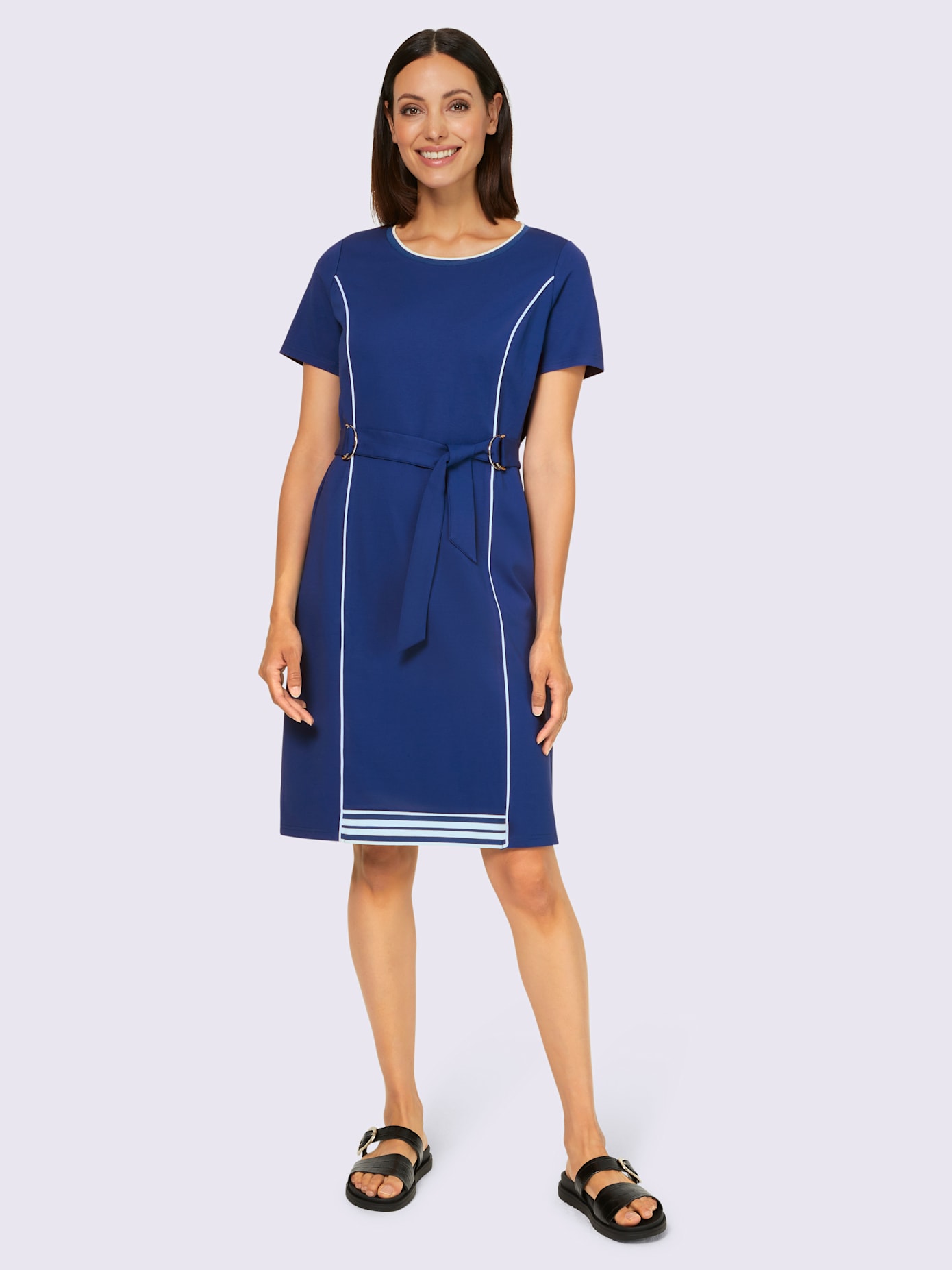 Robe légère col rond contrasté