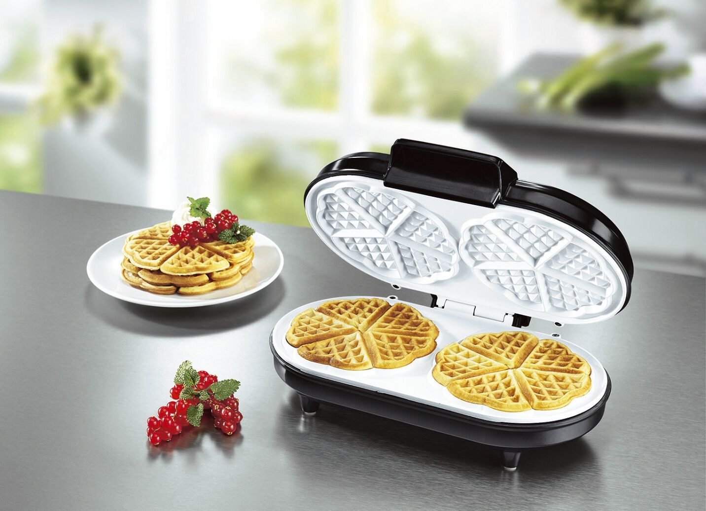 Doppel-Waffeleisen für 2 Waffeln auf einmal