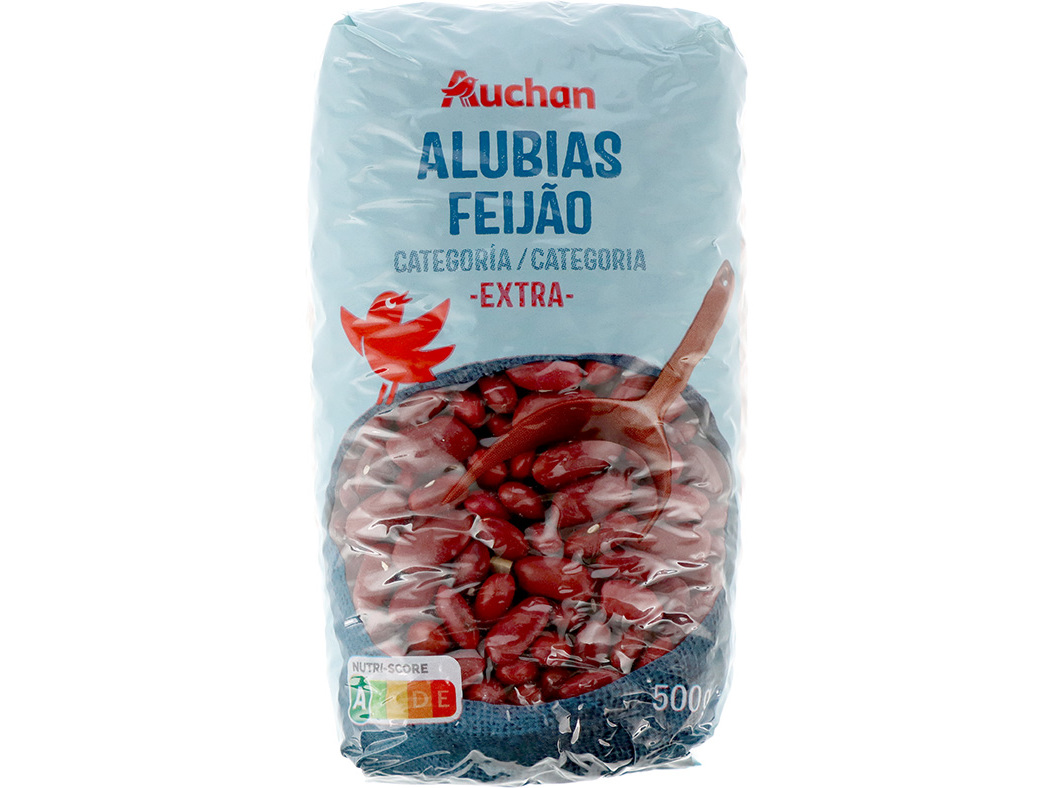 FEIJÃO AUCHAN ENCARNADO SECO 500G