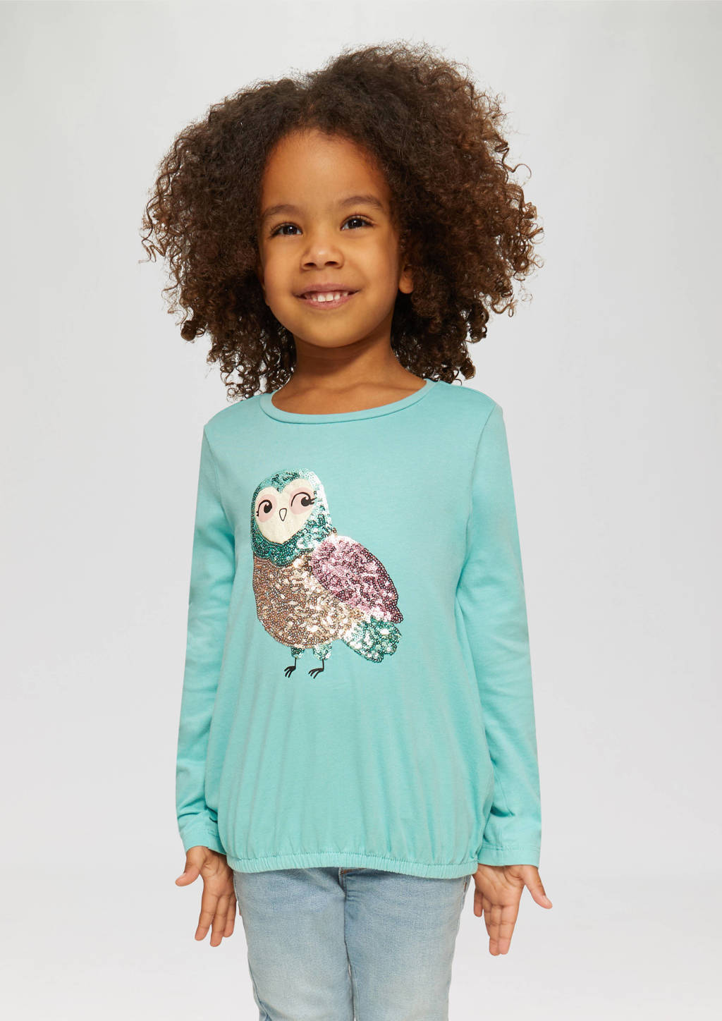 s.Oliver longsleeve met printopdruk turquoise