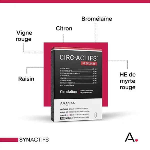 Aragan - Synactifs - Circactifs® - Circulation - Red Vine - 30 cápsulas