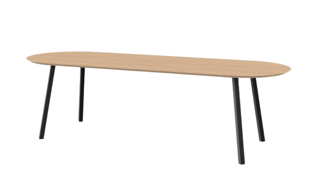 Studio HENK tafel New Classic Plat ovaal, zwart frame - Smart Collectie 260 x 100 cm | Eikenhout | Verjongde rand | Frame Zwart