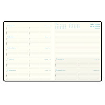 Agenda Barbara Espace 22 - 1 semaine sur 2 pages - 18,5 x 22,5 cm - noir - Exacompta