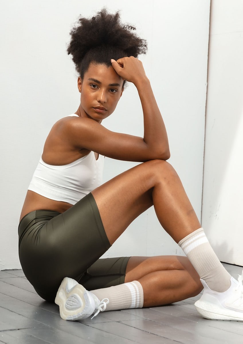 Shine Biker Shorts Dame 418/Camo Green