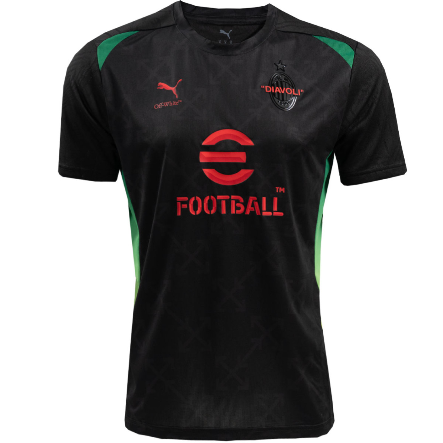 PUMA AC Milan X Off-White Pre-Match Trainingsshirt 2024-2025 Zwart Rood