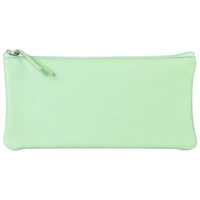 Clairefontaine - Trousse plate - cuir teinté - vert pistache