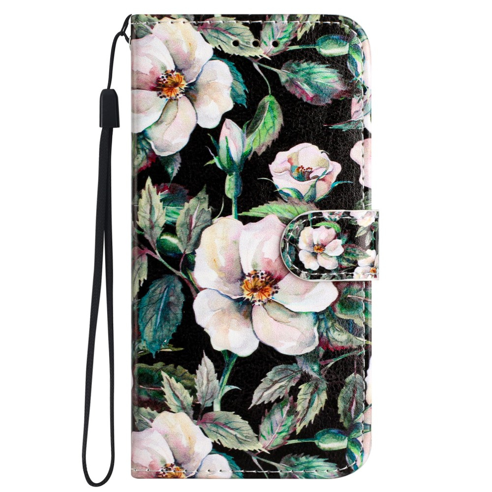 iPhone 16 Pro Max Leder Tasche Hülle mit Kartenfach Magnolien