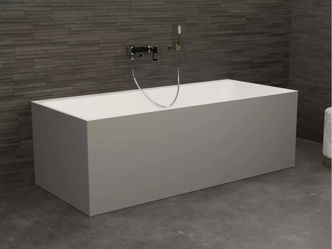 Baignoire semi-îlot Murale COBALT 170 Grise L. 170 x l. 75 cm, by SPALINA
