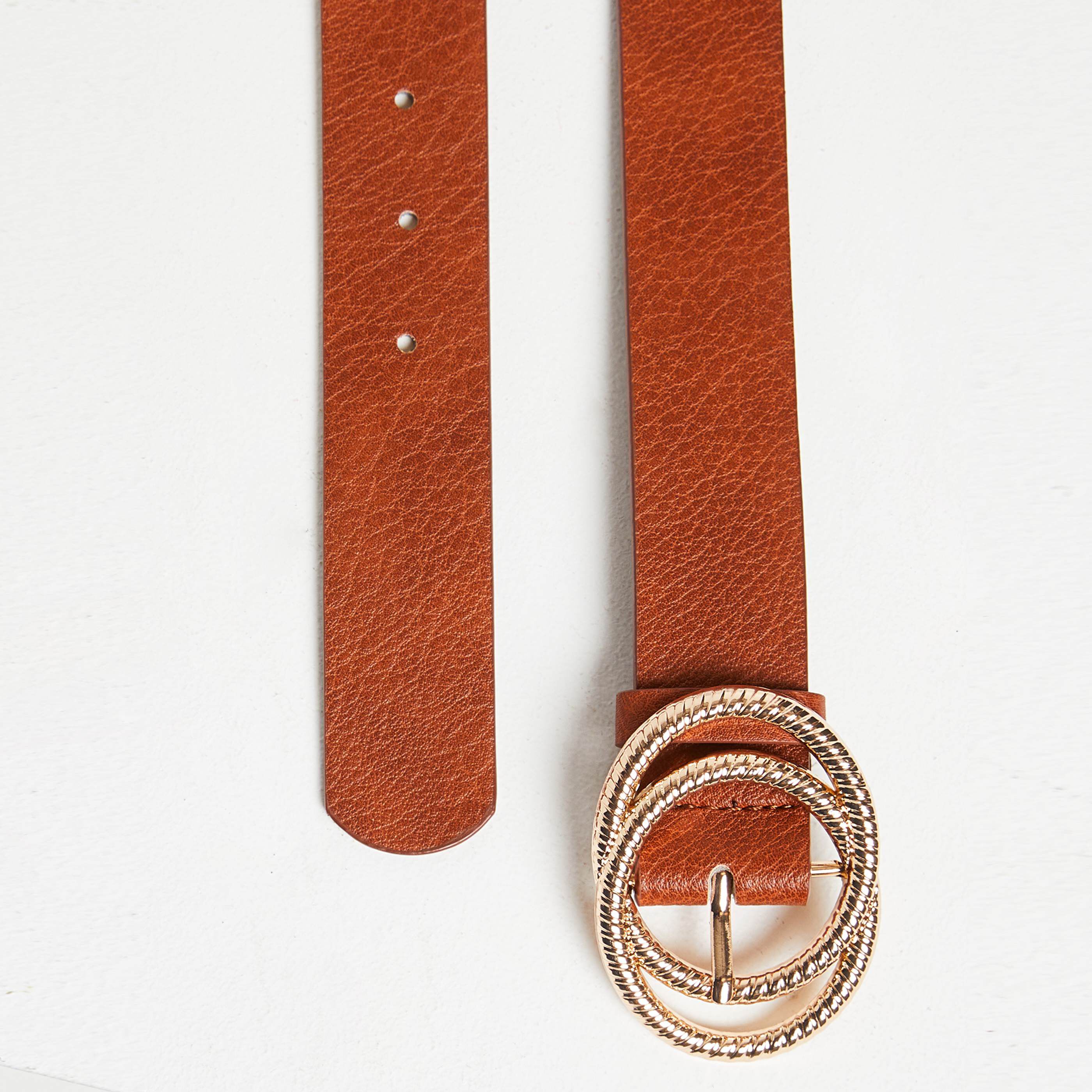 Ceinture double boucle femme - CAMEL