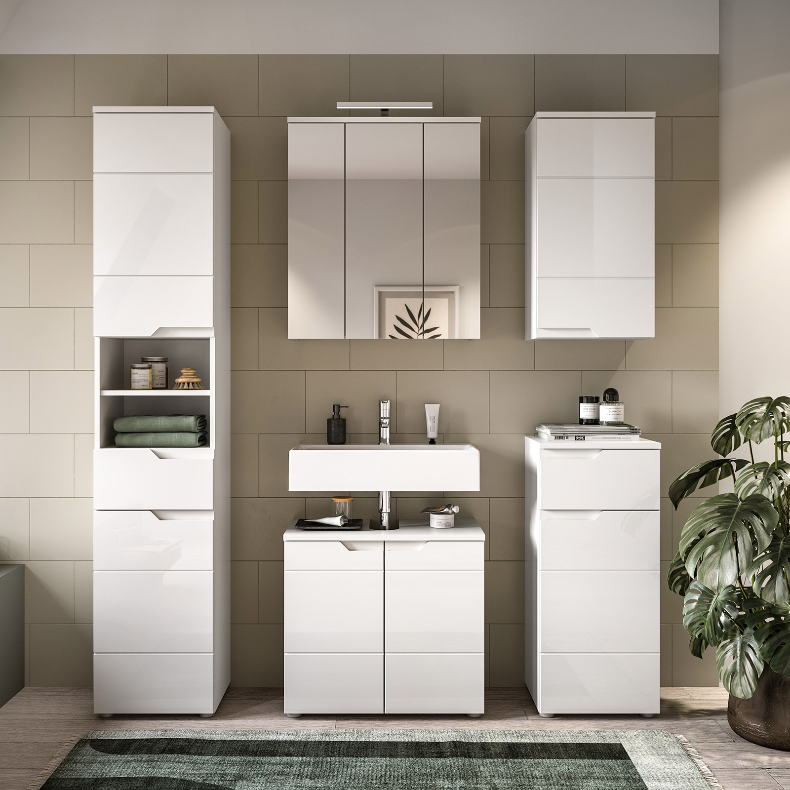 Unterschrank HILTON - weiß Hochglanz - 87 cm hoch