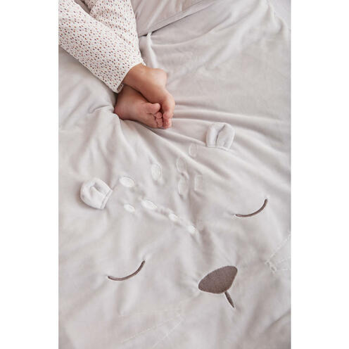 Housse couette 100 cm X 140 cm veloudoux gris Babou & Kendi - NOUKIE 'S