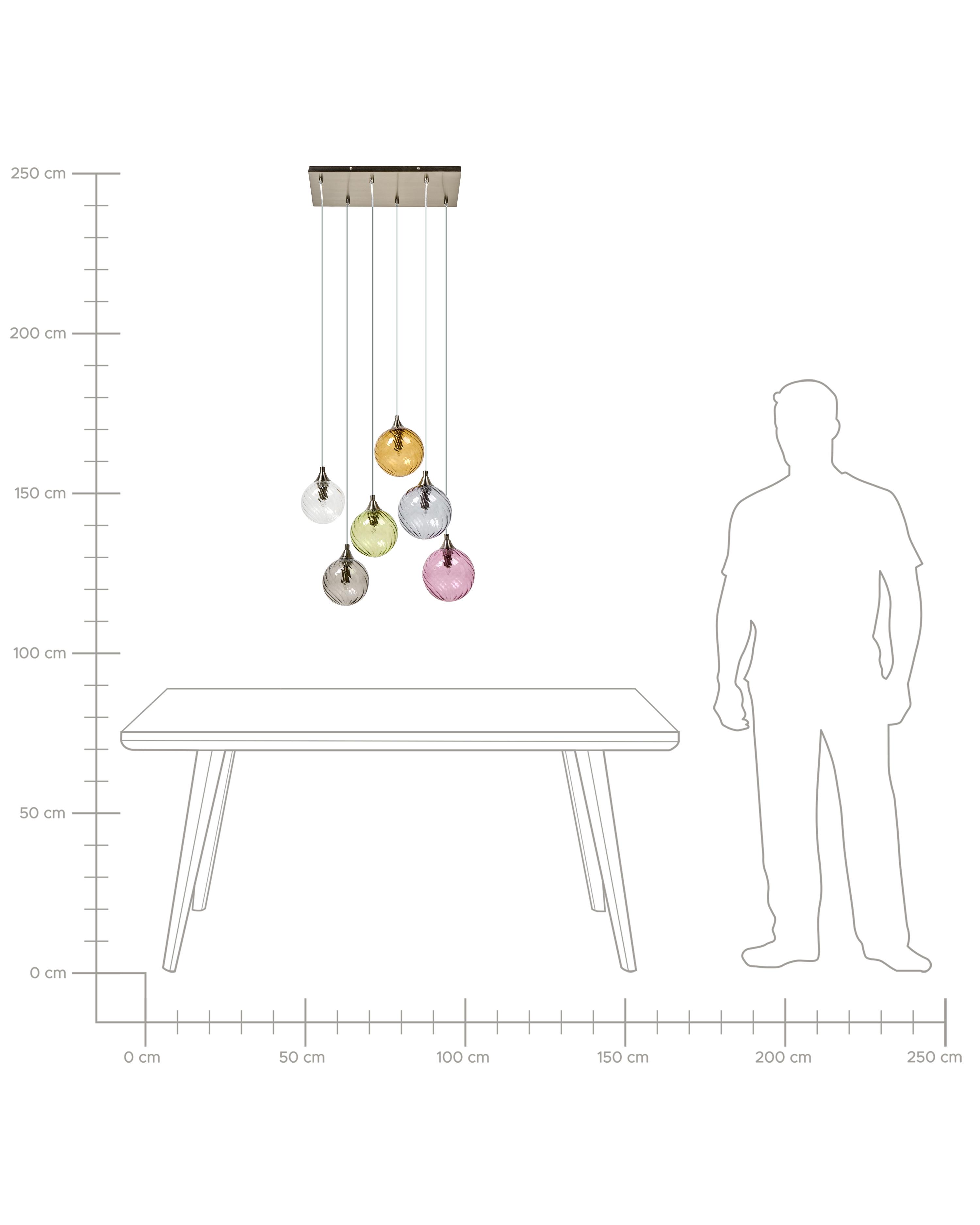 6-lichts hanglamp TUDDI Glas Meerkleurig