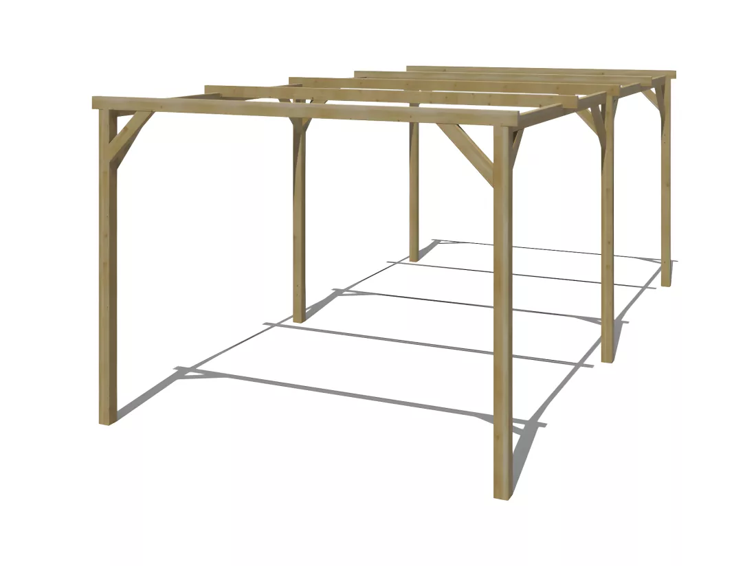 Carport pergola simple autoporté en bois traité - 1 voiture - 15 m² - ACHILLE