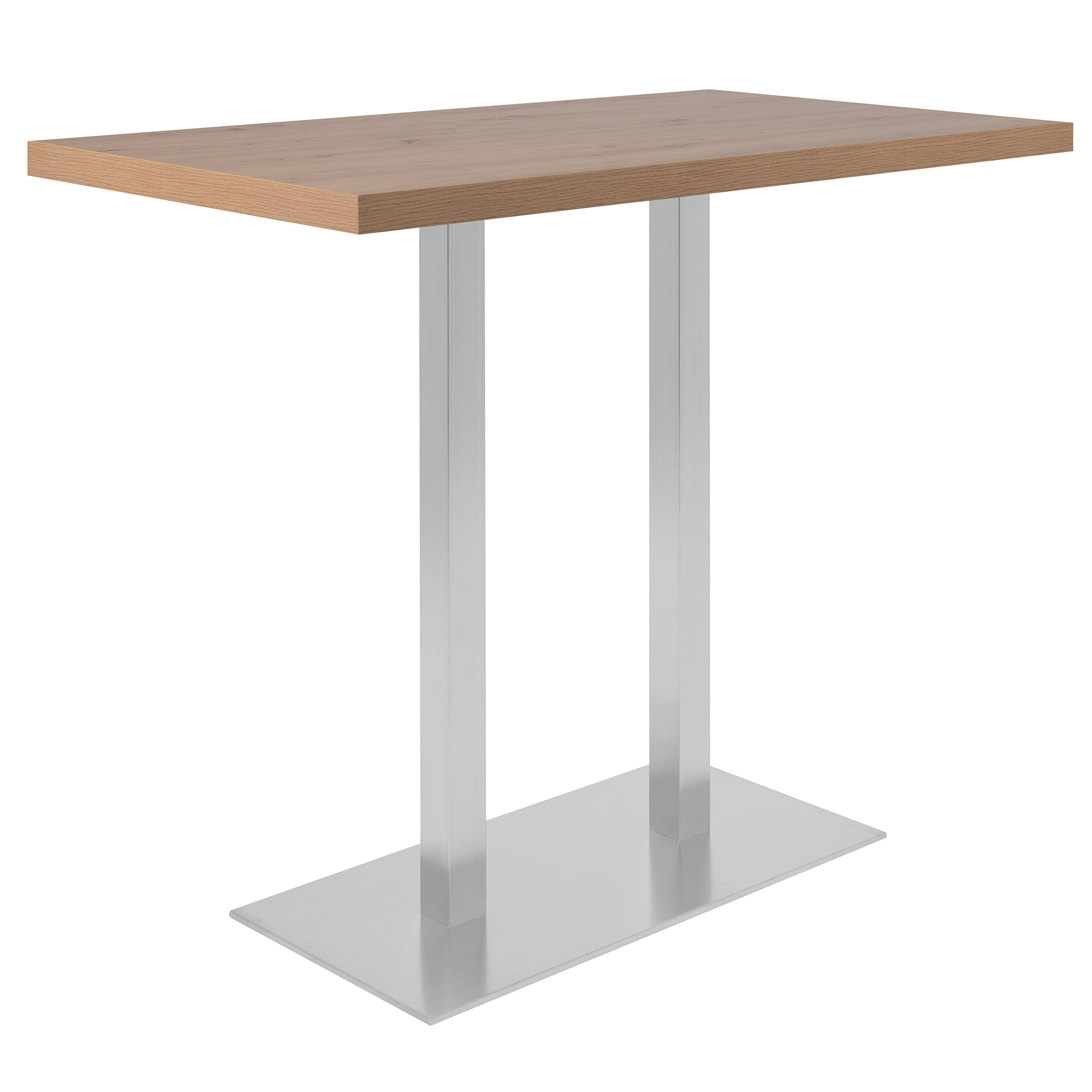Bartisch QUADRATO - Artisan Eiche - Edelstahl - Doppelsäule
