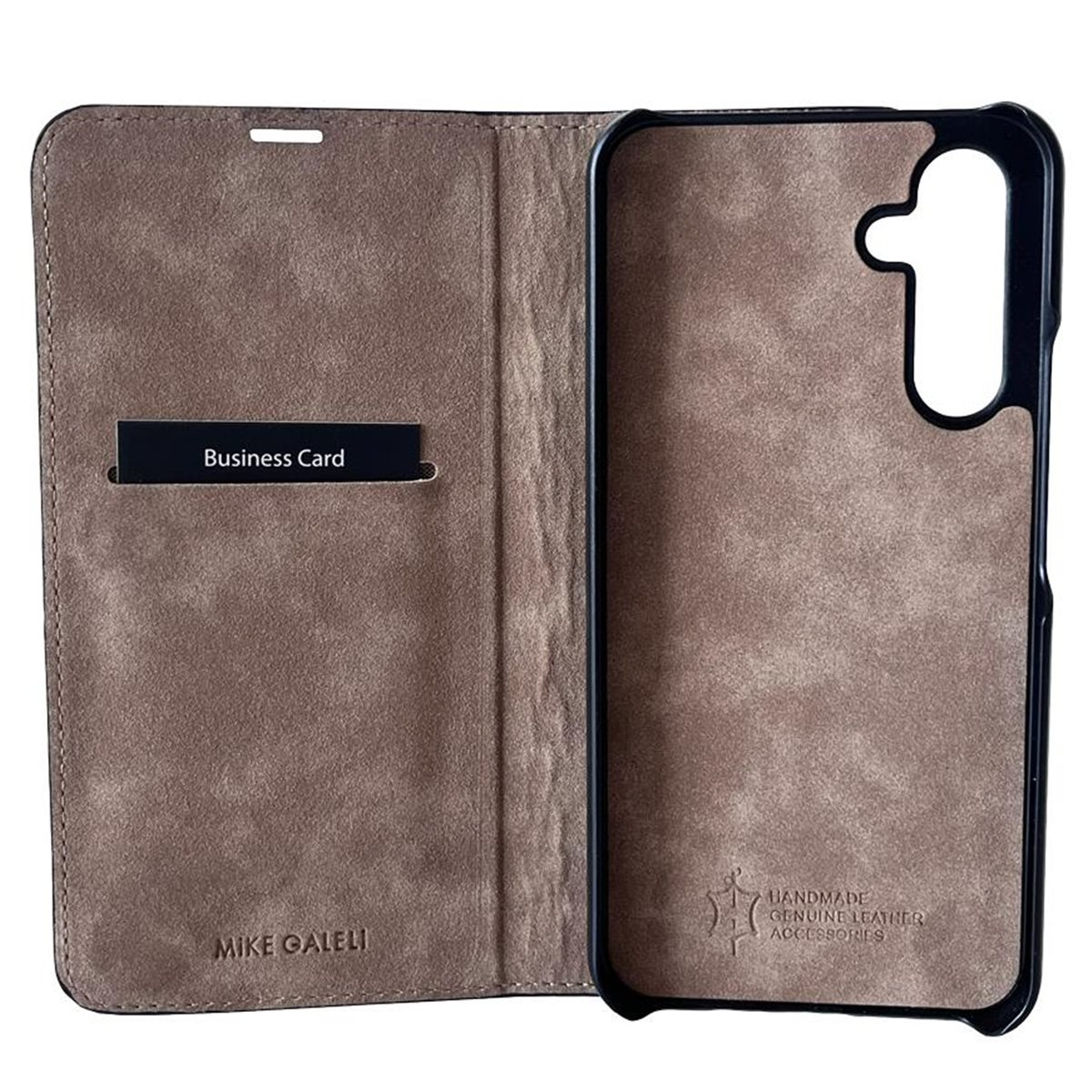 Samsung Galaxy A54 5G Echtleder Book Case Tasche Flip Cover Hand Made (MARCA54-M01) - Schwarz