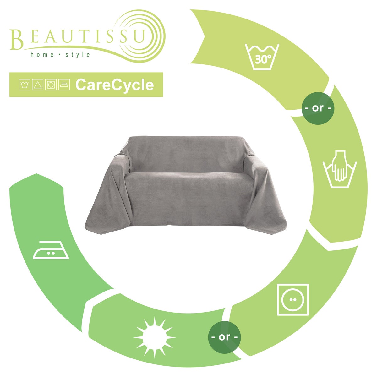 Beautissu Romantica bedsprei, suède look, 210x280cm, lichtbruin