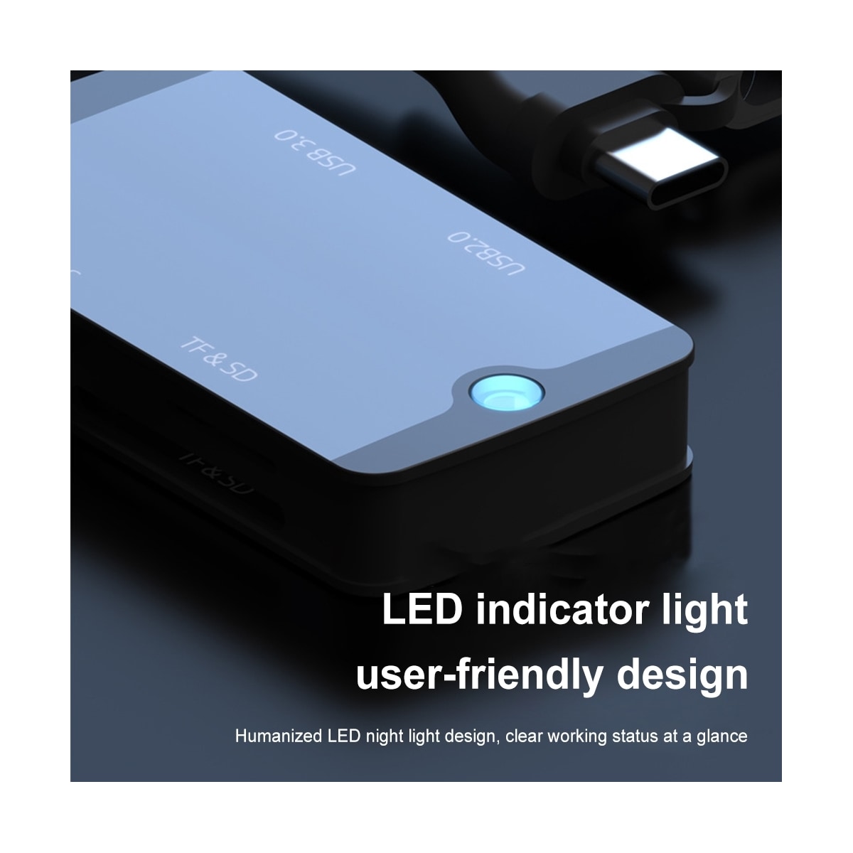 NÖRDIC 1 til 5 USB-dokkingstasjon og kortleser - SD, MicroSD/TF, 2x USB-A, 1xUSB-C