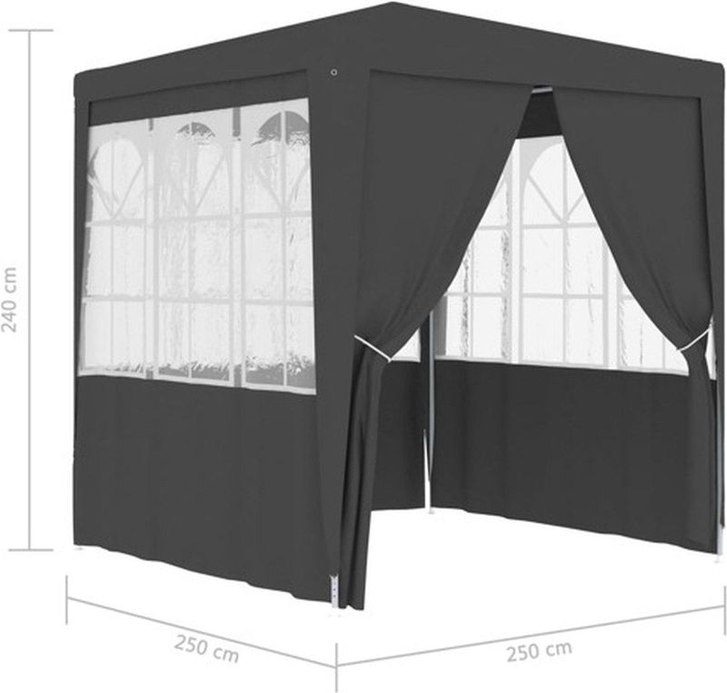 Feesttent - Antraciet - Polyethyleen - Staal - Inclusief Zijpanelen