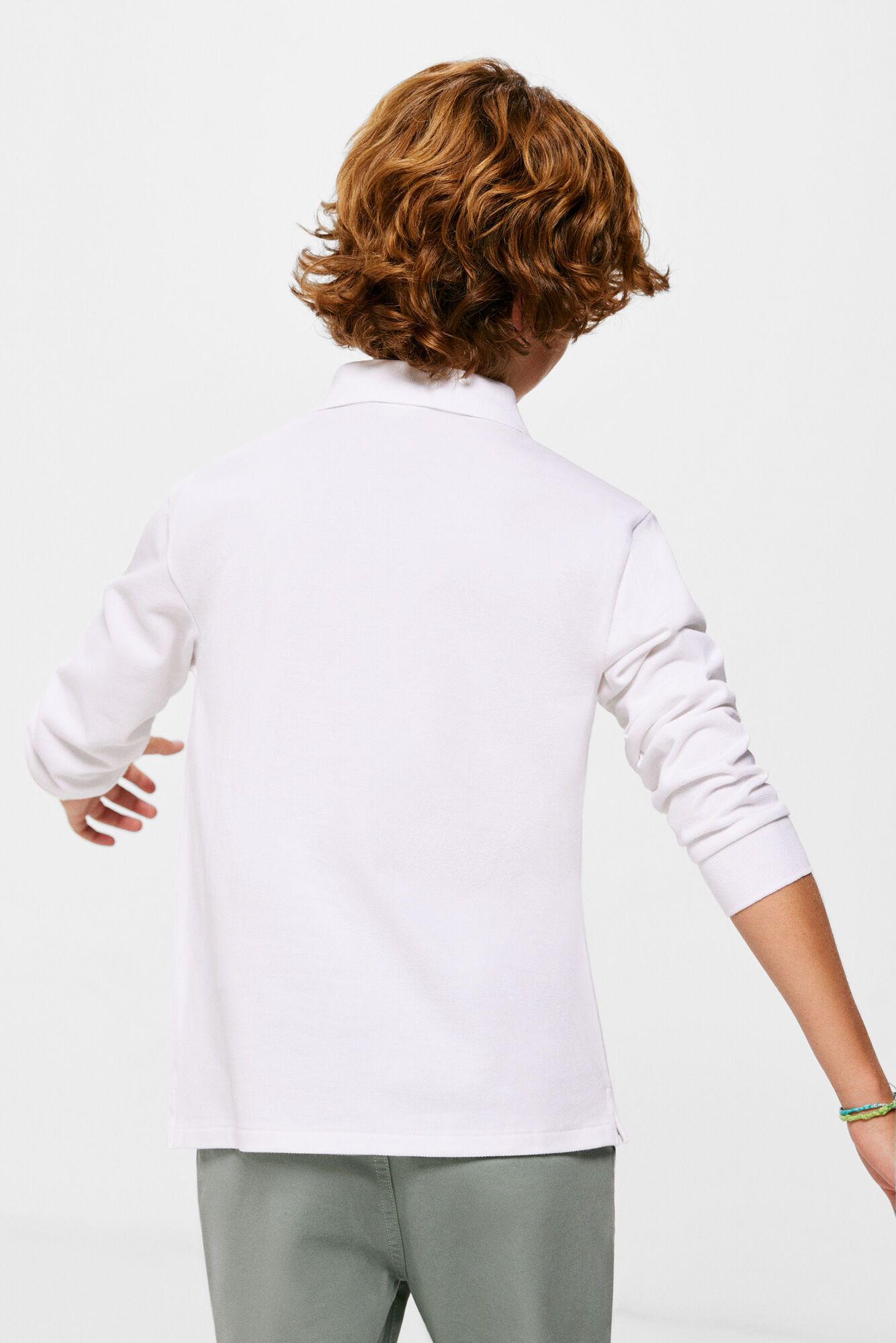 Camisa polo básica de manga comprida para meninos