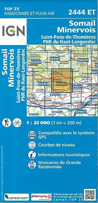 IGN - TOP25 2444ET SOMAIL MINERVOIS 1 25 000