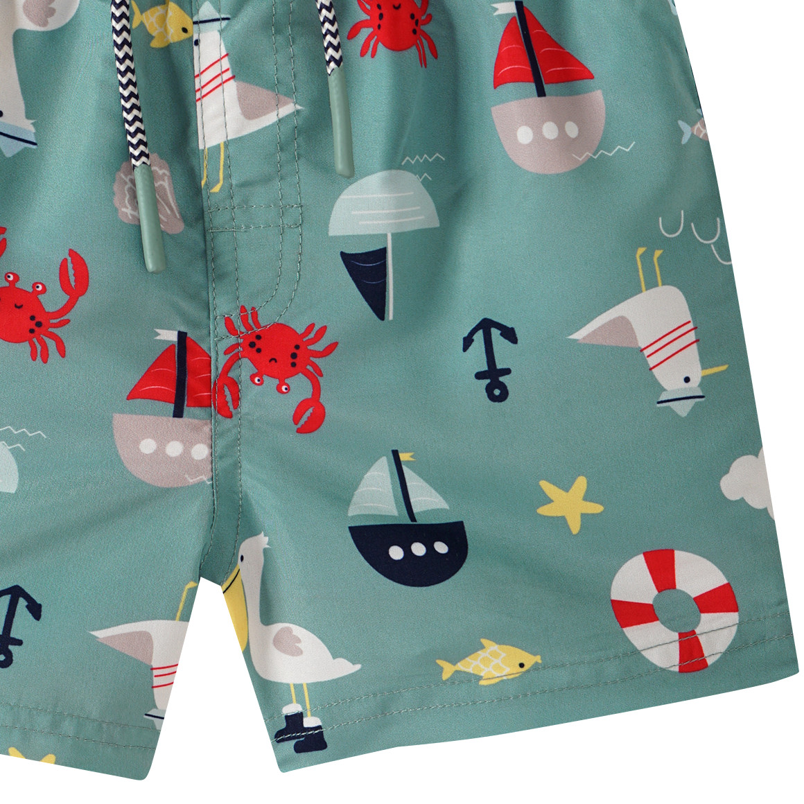 Topomini Baby Badeshorts mit maritimen Motiven dunkelgrün