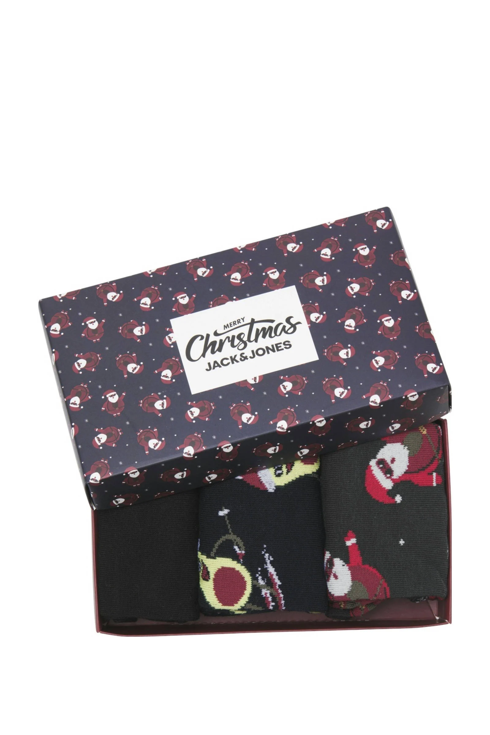 JACK & JONES giftbox sokken JACMERRY X-MAS - set van 3 zwart/donkerblauw