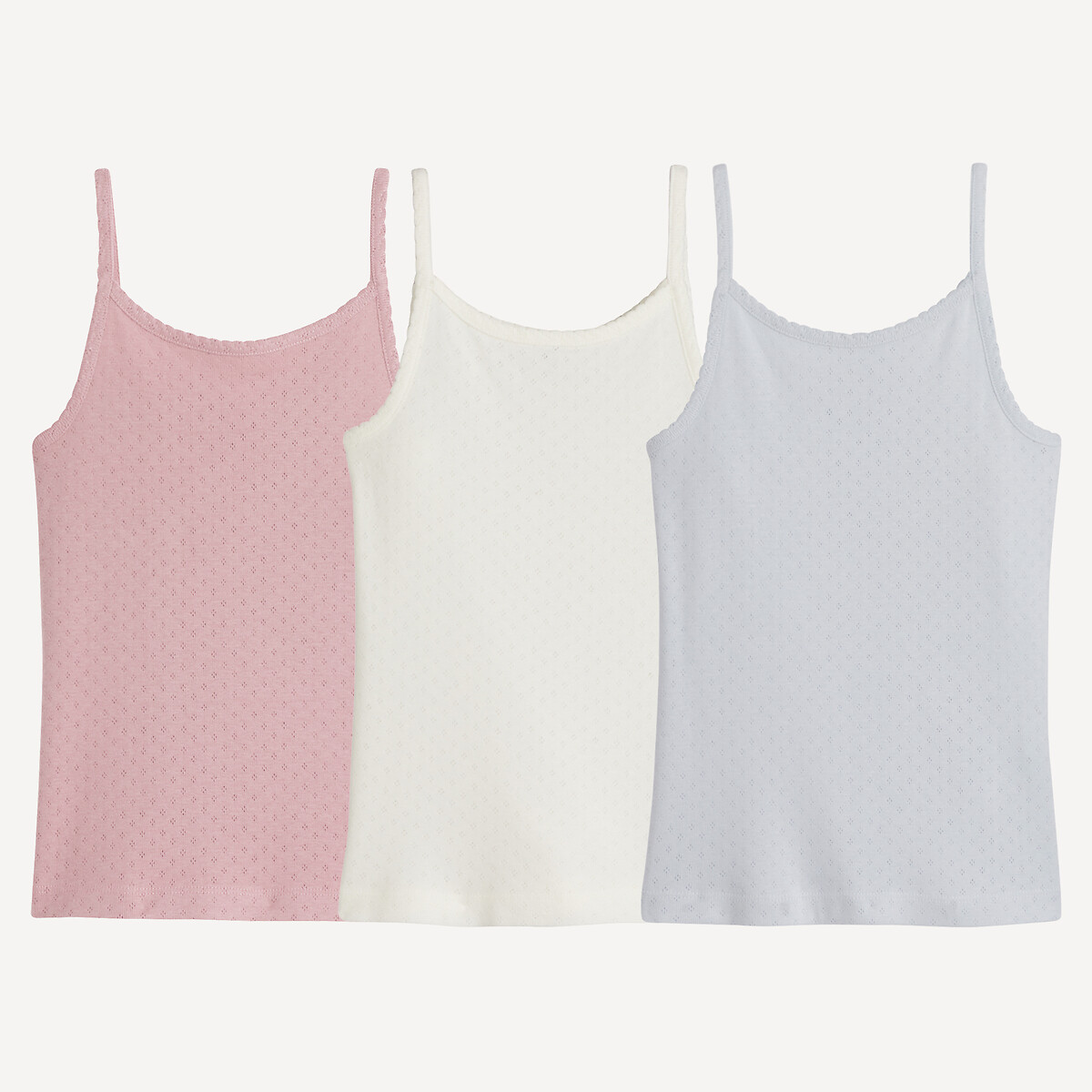 COLEÇÃO LA REDOUTE<br>Conjunto de 3 regatas com alças finas