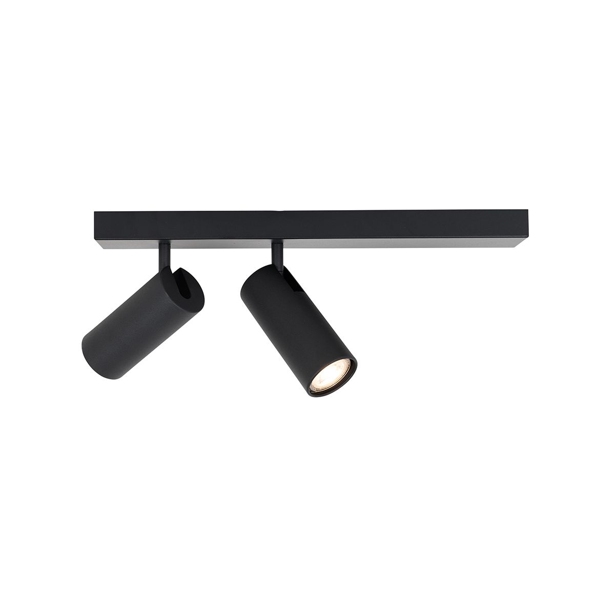 Smart plafondspot zwart 2-lichts verstelbaar incl. 2 Wifi GU10 50mm - Renna