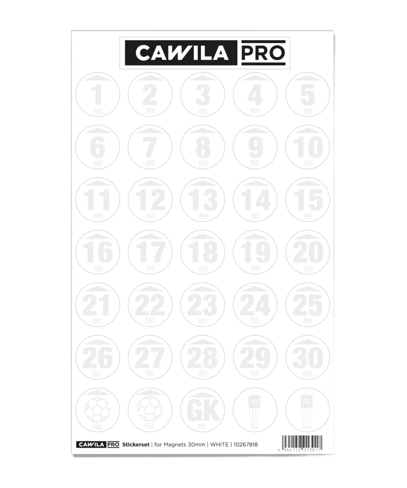 Cawila PRO Stickerset Rückennummer 30mm Weiss