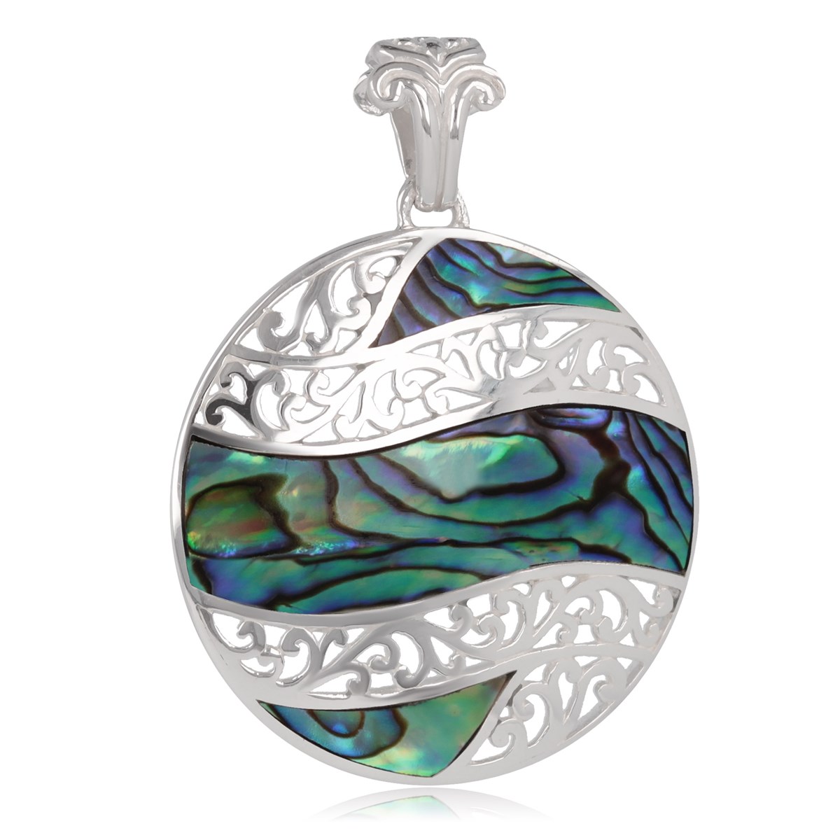 Pendentif en nacre abalone Argent massif rond